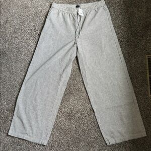 J. Crew Factory Women's Black and White Striped linen wide leg pants